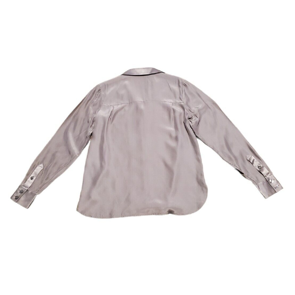 Pendleton Gray Silk Blouse Top Button Front Long … - image 2